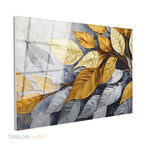 Yatay Cam Tablo Salon Duvar Tablosu Yatay Cam Grialtinyapraklar Yeni Ev Hediyesi Ofis Tablosu