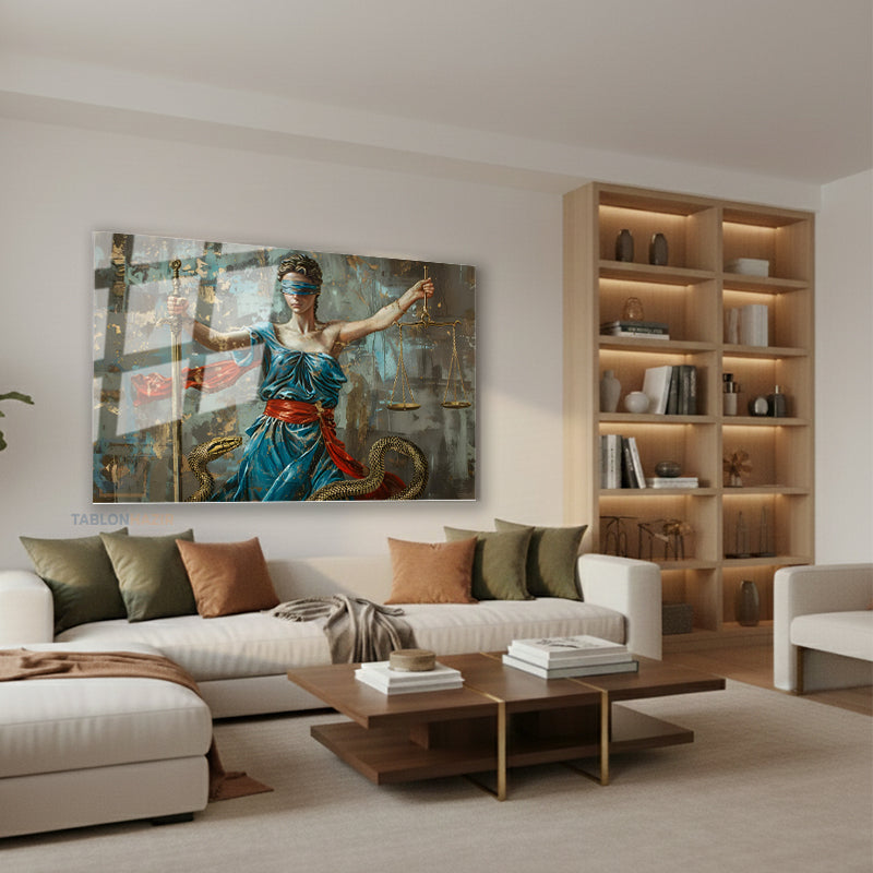 Yatay Cam Tablo Salon Duvar Tablosu Yatay Cam Hukuk Tablosu Kilic Yeni Ev Hediyesi Ofis Tablosu