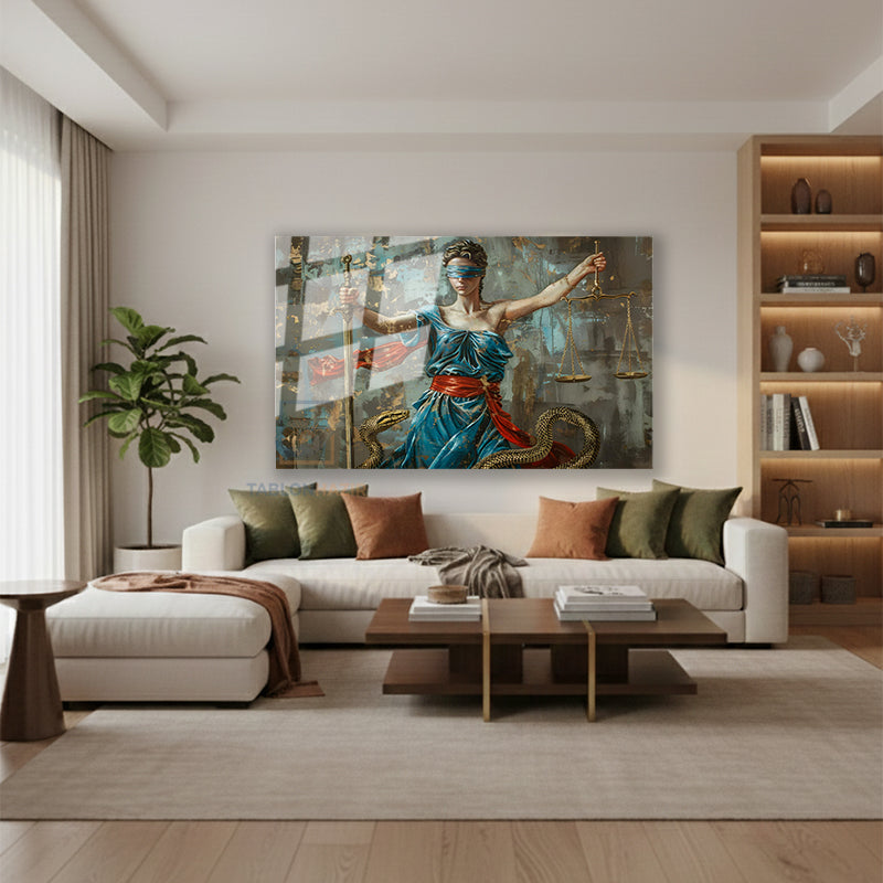 Yatay Cam Tablo Salon Duvar Tablosu Yatay Cam Hukuk Tablosu Kilic Yeni Ev Hediyesi Ofis Tablosu