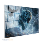 Yatay Cam Tablo Salon Duvar Tablosu Yatay Cam Kartal Ve Kaplan Yeni Ev Hediyesi Ofis Tablosu