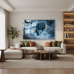 Yatay Cam Tablo Salon Duvar Tablosu Yatay Cam Kartal Ve Kaplan Yeni Ev Hediyesi Ofis Tablosu