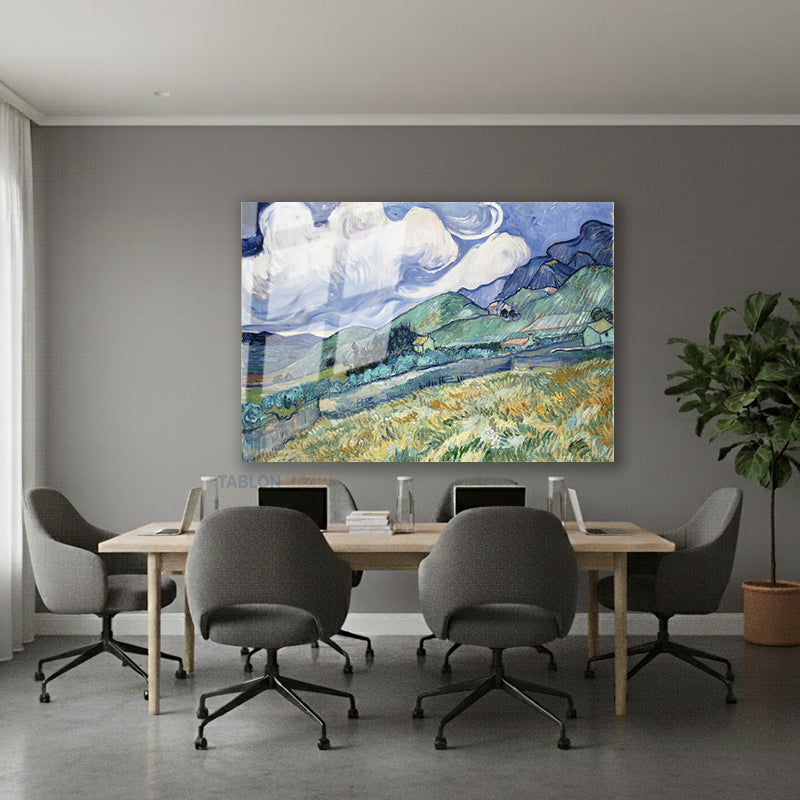 Yatay Cam Tablo Salon Duvar Tablosu Yatay Cam Klasik Cizim Manzara 2 Yeni Ev Hediyesi Ofis Tablosu