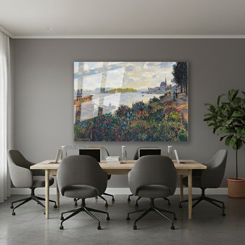 Yatay Cam Tablo Salon Duvar Tablosu Yatay Cam Klasik Cizim Manzara Yeni Ev Hediyesi Ofis Tablosu