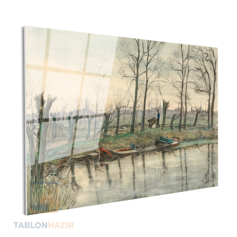 Yatay Cam Tablo Salon Duvar Tablosu Yatay Cam Klasik Cizim Manzara 5 Yeni Ev Hediyesi Ofis Tablosu