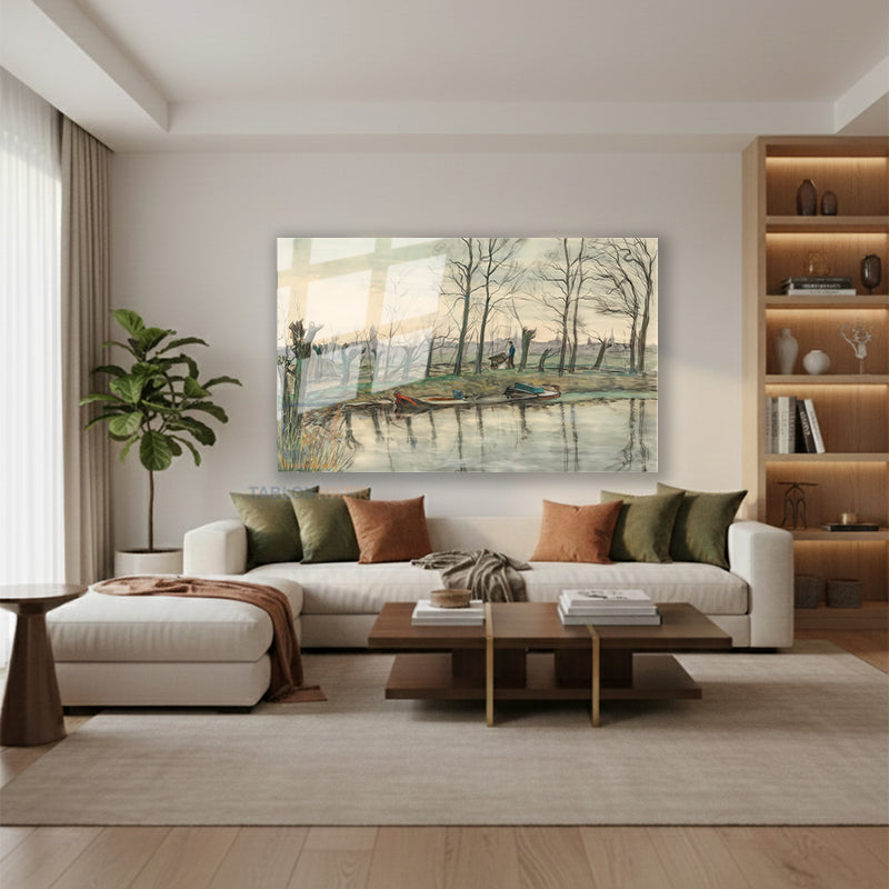 Yatay Cam Tablo Salon Duvar Tablosu Yatay Cam Klasik Cizim Manzara 5 Yeni Ev Hediyesi Ofis Tablosu