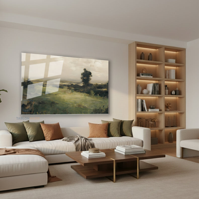 Yatay Cam Tablo Salon Duvar Tablosu Yatay Cam Klasik Manzara 1 Yeni Ev Hediyesi Ofis Tablosu