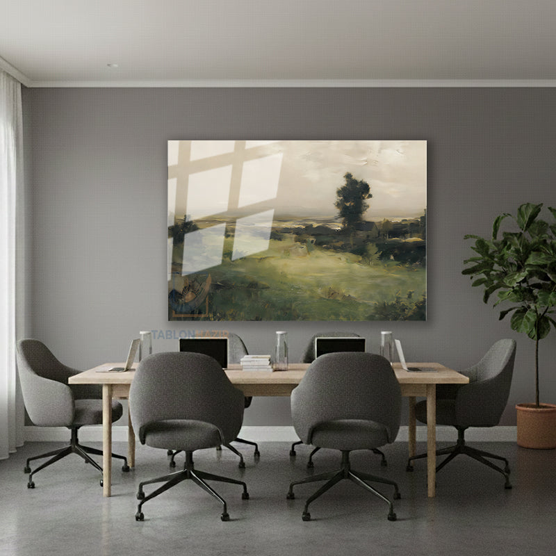 Yatay Cam Tablo Salon Duvar Tablosu Yatay Cam Klasik Manzara 1 Yeni Ev Hediyesi Ofis Tablosu