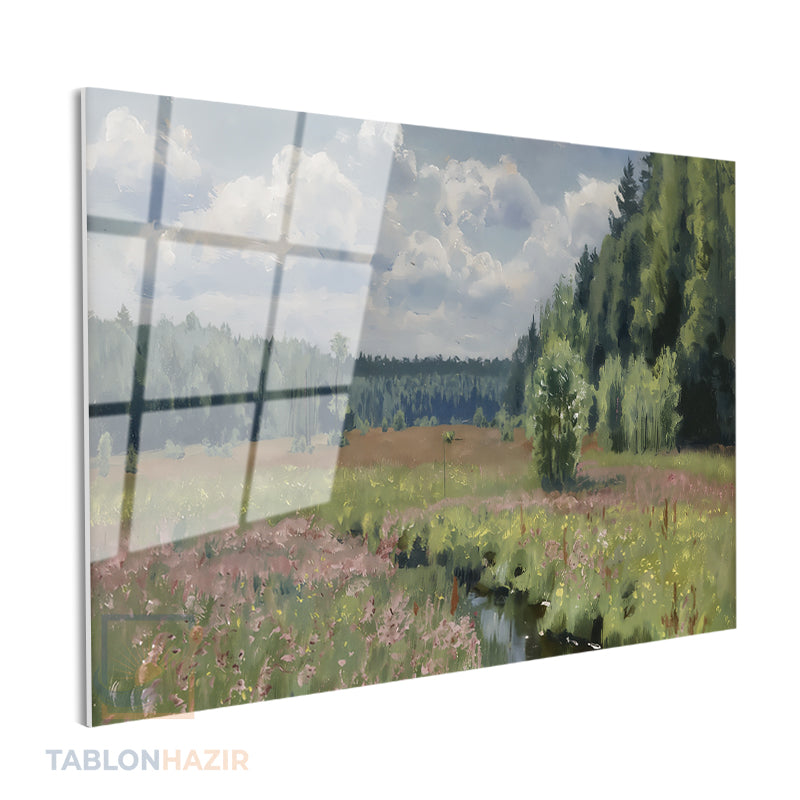 Yatay Cam Tablo Salon Duvar Tablosu Yatay Cam Klasik Manzara 12 Yeni Ev Hediyesi Ofis Tablosu