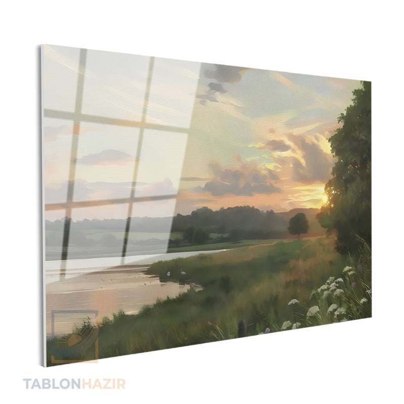 Yatay Cam Tablo Salon Duvar Tablosu Yatay Cam Klasik Manzara 14 Yeni Ev Hediyesi Ofis Tablosu