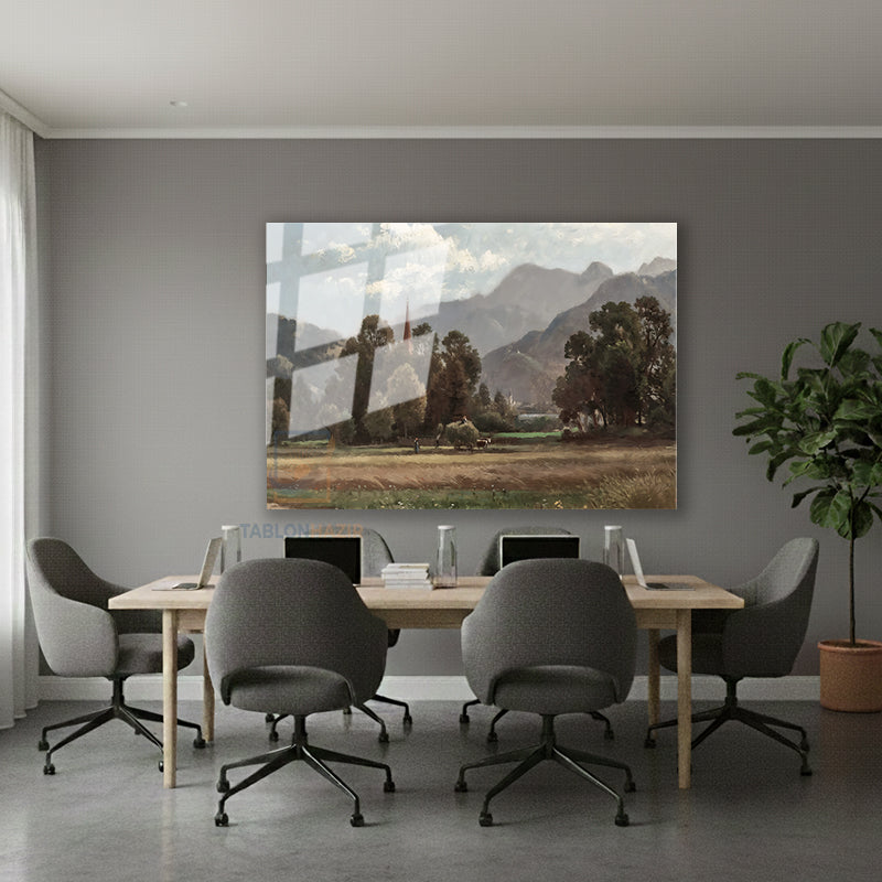 Yatay Cam Tablo Salon Duvar Tablosu Yatay Cam Klasik Manzara 15 Yeni Ev Hediyesi Ofis Tablosu