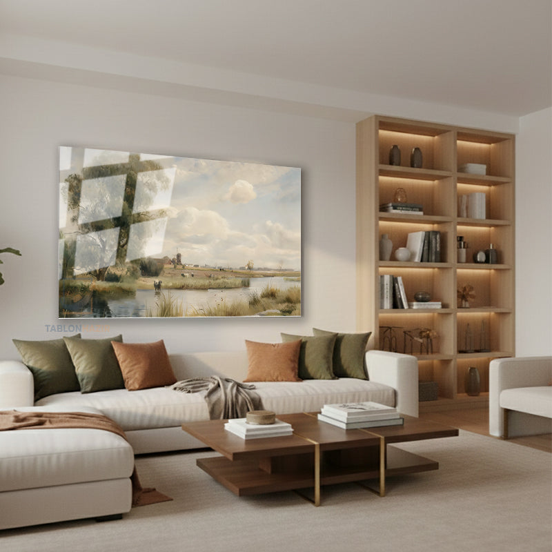 Yatay Cam Tablo Salon Duvar Tablosu Yatay Cam Klasik Manzara 18 Yeni Ev Hediyesi Ofis Tablosu