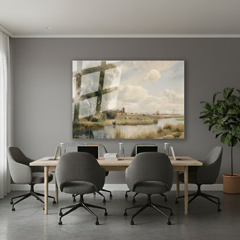 Yatay Cam Tablo Salon Duvar Tablosu Yatay Cam Klasik Manzara 18 Yeni Ev Hediyesi Ofis Tablosu