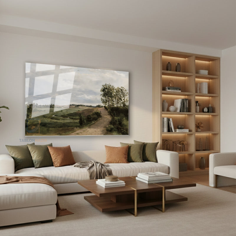 Yatay Cam Tablo Salon Duvar Tablosu Yatay Cam Klasik Manzara 19 Yeni Ev Hediyesi Ofis Tablosu