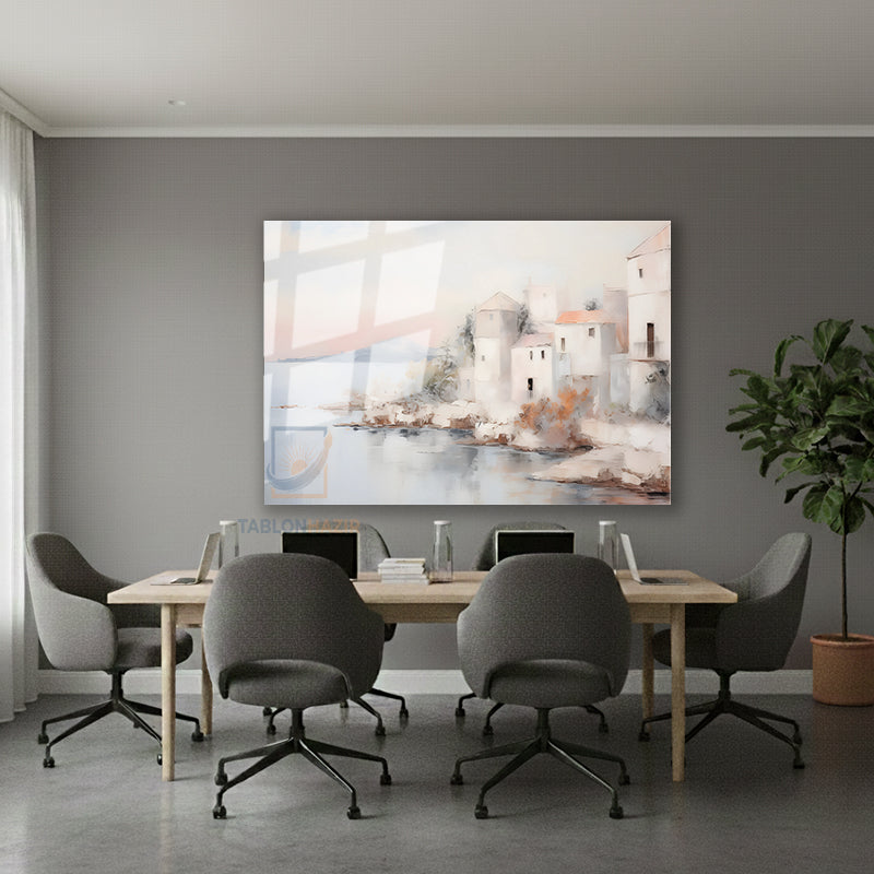 Yatay Cam Tablo Salon Duvar Tablosu Yatay Cam Klasik Manzara 3 Yeni Ev Hediyesi Ofis Tablosu