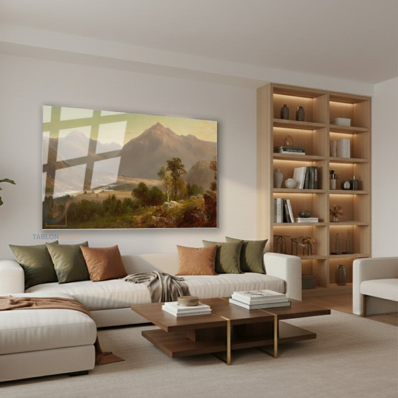 Yatay Cam Tablo Salon Duvar Tablosu Yatay Cam Klasik Manzara 4 Yeni Ev Hediyesi Ofis Tablosu