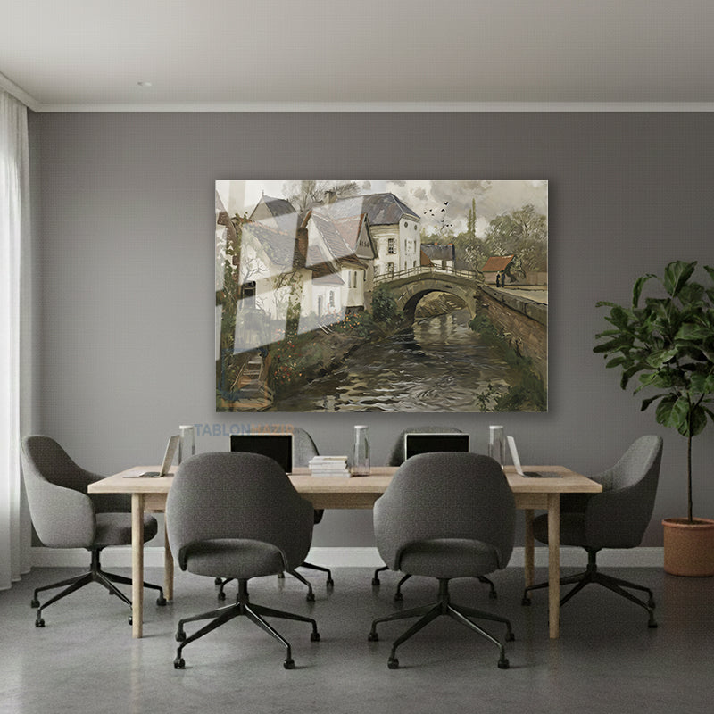 Yatay Cam Tablo Salon Duvar Tablosu Yatay Cam Klasik Manzara 7 Yeni Ev Hediyesi Ofis Tablosu