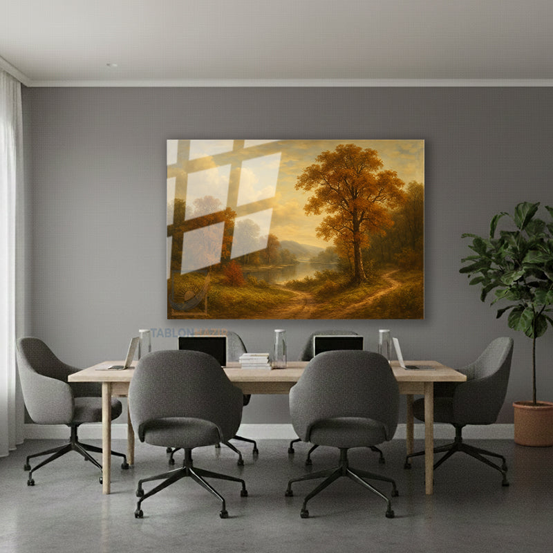 Yatay Cam Tablo Salon Duvar Tablosu Yatay Cam Klasik Manzara Cizimi Yeni Ev Hediyesi Ofis Tablosu