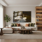 Yatay Cam Tablo Salon Duvar Tablosu Yatay Cam Kugu Golu Yeni Ev Hediyesi Ofis Tablosu