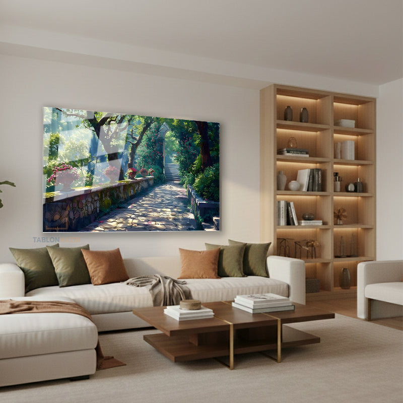 Yatay Cam Tablo Salon Duvar Tablosu Yatay Cam Manzara Yol Yeni Ev Hediyesi Ofis Tablosu