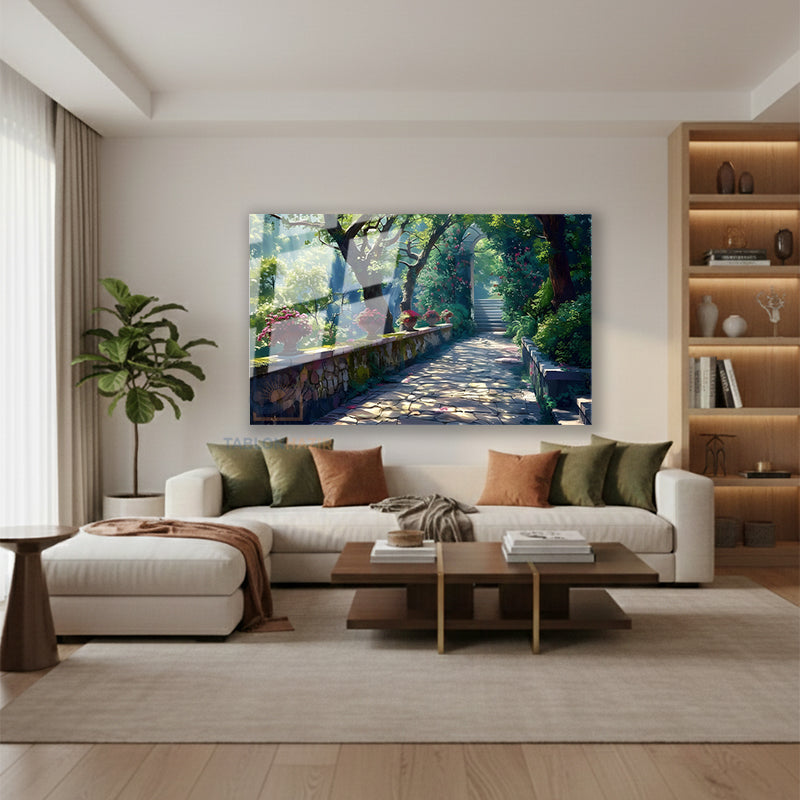 Yatay Cam Tablo Salon Duvar Tablosu Yatay Cam Manzara Yol Yeni Ev Hediyesi Ofis Tablosu