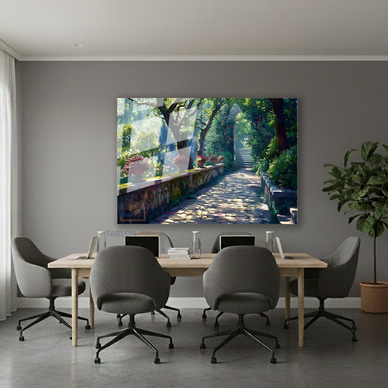 Yatay Cam Tablo Salon Duvar Tablosu Yatay Cam Manzara Yol Yeni Ev Hediyesi Ofis Tablosu