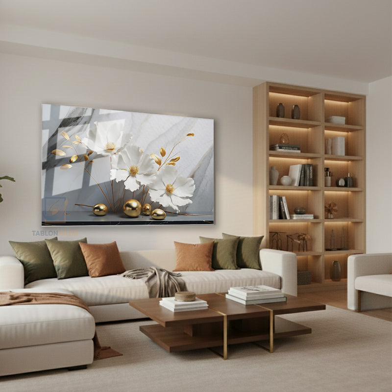 Yatay Cam Tablo Salon Duvar Tablosu Yatay Cam Mermercicek Yeni Ev Hediyesi Ofis Tablosu