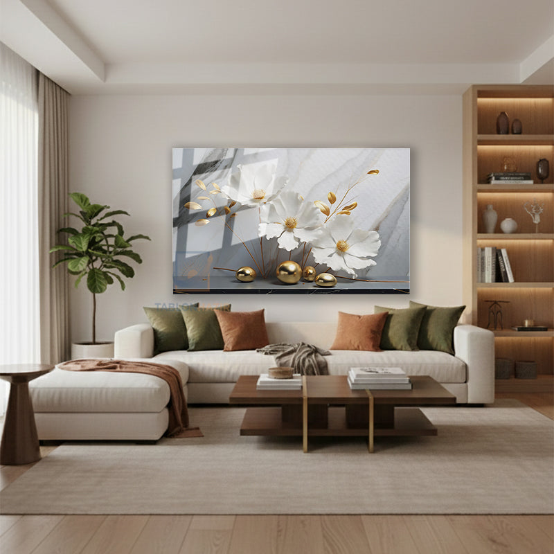 Yatay Cam Tablo Salon Duvar Tablosu Yatay Cam Mermercicek Yeni Ev Hediyesi Ofis Tablosu