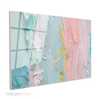 Yatay Cam Tablo Salon Duvar Tablosu Yatay Cam Pastel Renkler Soyut Yeni Ev Hediyesi Ofis Tablosu