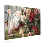 Yatay Cam Tablo Salon Duvar Tablosu Yatay Cam Pembe Kirmizi Guller Yeni Ev Hediyesi Ofis Tablosu
