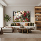 Yatay Cam Tablo Salon Duvar Tablosu Yatay Cam Pembe Kirmizi Guller Yeni Ev Hediyesi Ofis Tablosu