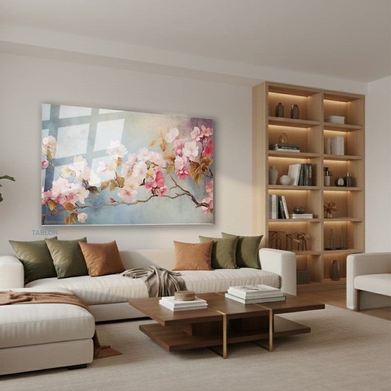 Yatay Cam Tablo Salon Duvar Tablosu Yatay Cam Pembegulagac Yeni Ev Hediyesi Ofis Tablosu