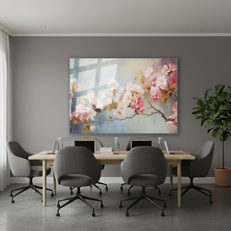 Yatay Cam Tablo Salon Duvar Tablosu Yatay Cam Pembegulagac Yeni Ev Hediyesi Ofis Tablosu