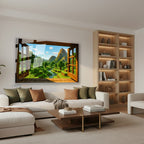 Yatay Cam Tablo Salon Duvar Tablosu Yatay Cam Piksel Pencere Manzara Yeni Ev Hediyesi Ofis Tablosu