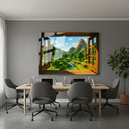 Yatay Cam Tablo Salon Duvar Tablosu Yatay Cam Piksel Pencere Manzara Yeni Ev Hediyesi Ofis Tablosu