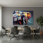 Yatay Cam Tablo Salon Duvar Tablosu Yatay Cam Renkli Boyali Fil Yeni Ev Hediyesi Ofis Tablosu