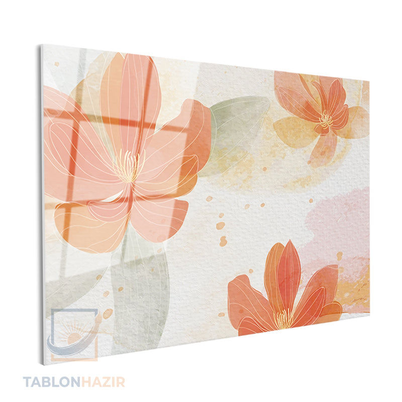 Yatay Cam Tablo Salon Duvar Tablosu Yatay Cam Renklicicekler Yeni Ev Hediyesi Ofis Tablosu