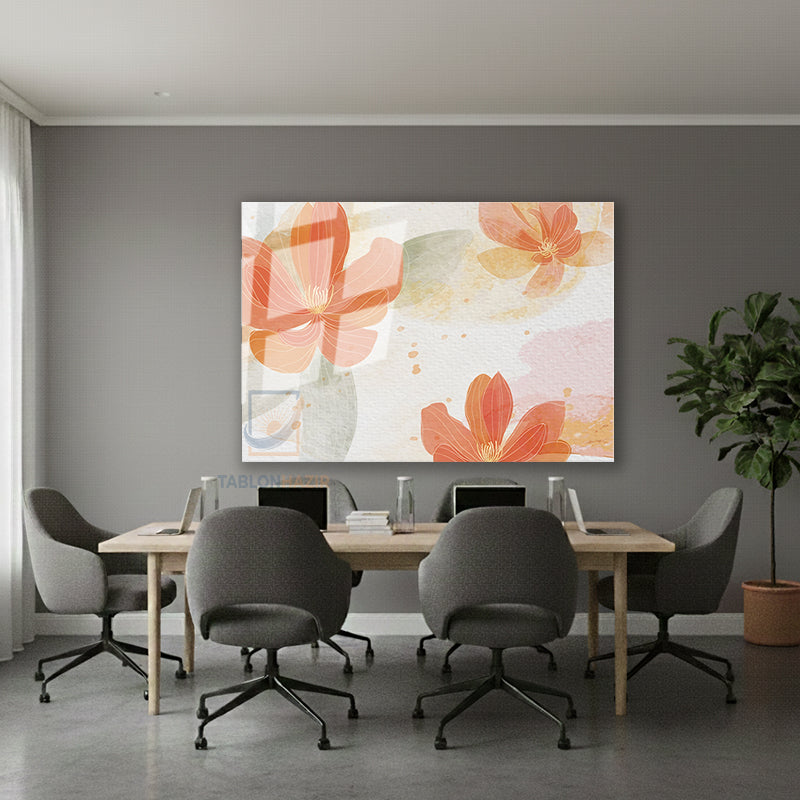 Yatay Cam Tablo Salon Duvar Tablosu Yatay Cam Renklicicekler Yeni Ev Hediyesi Ofis Tablosu