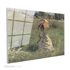 Yatay Cam Tablo Salon Duvar Tablosu Yatay Cam Semsiyeli Kadin Yeni Ev Hediyesi Ofis Tablosu