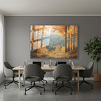 Yatay Cam Tablo Salon Duvar Tablosu Yatay Cam Sonbahar Manzara Turuncu Yeni Ev Hediyesi Ofis Tablosu