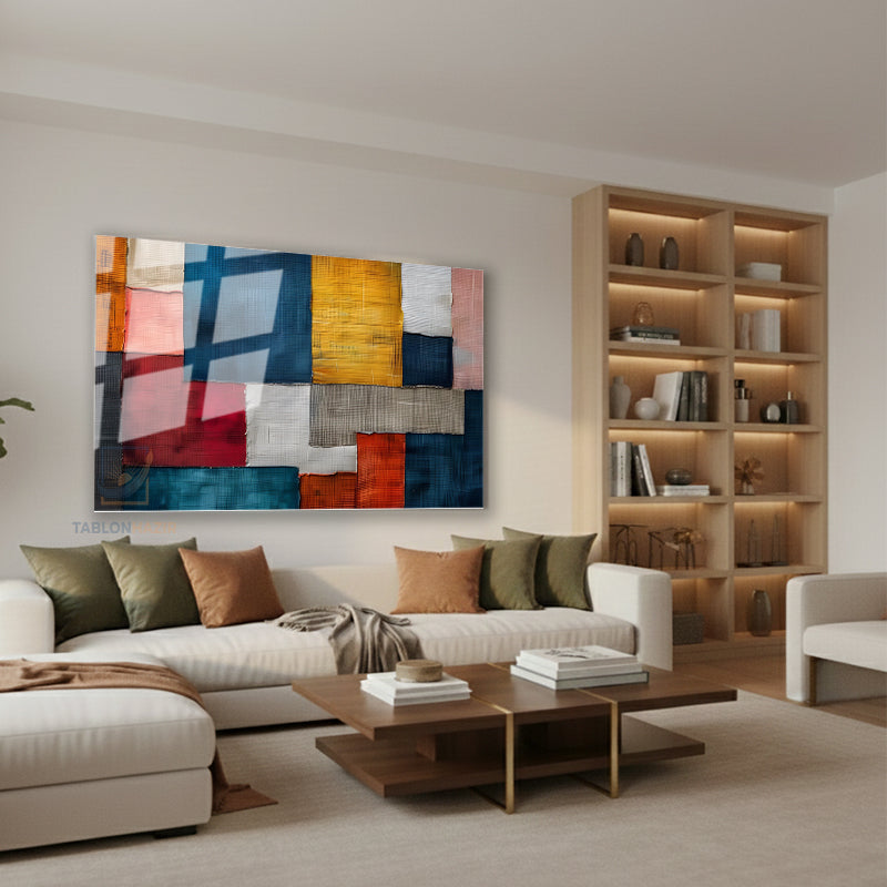 Yatay Cam Tablo Salon Duvar Tablosu Yatay Cam Soyut Cizim Tasarim Yeni Ev Hediyesi Ofis Tablosu