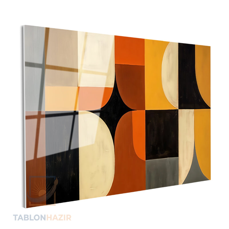 Yatay Cam Tablo Salon Duvar Tablosu Yatay Cam Soyut Geometrik Renkler Yeni Ev Hediyesi Ofis Tablosu