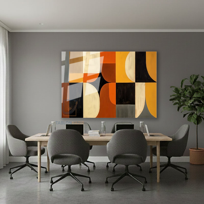 Yatay Cam Tablo Salon Duvar Tablosu Yatay Cam Soyut Geometrik Renkler Yeni Ev Hediyesi Ofis Tablosu