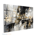 Yatay Cam Tablo Salon Duvar Tablosu Yatay Cam Soyut Siyah Gri Yeni Ev Hediyesi Ofis Tablosu