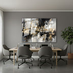 Yatay Cam Tablo Salon Duvar Tablosu Yatay Cam Soyut Siyah Gri Yeni Ev Hediyesi Ofis Tablosu