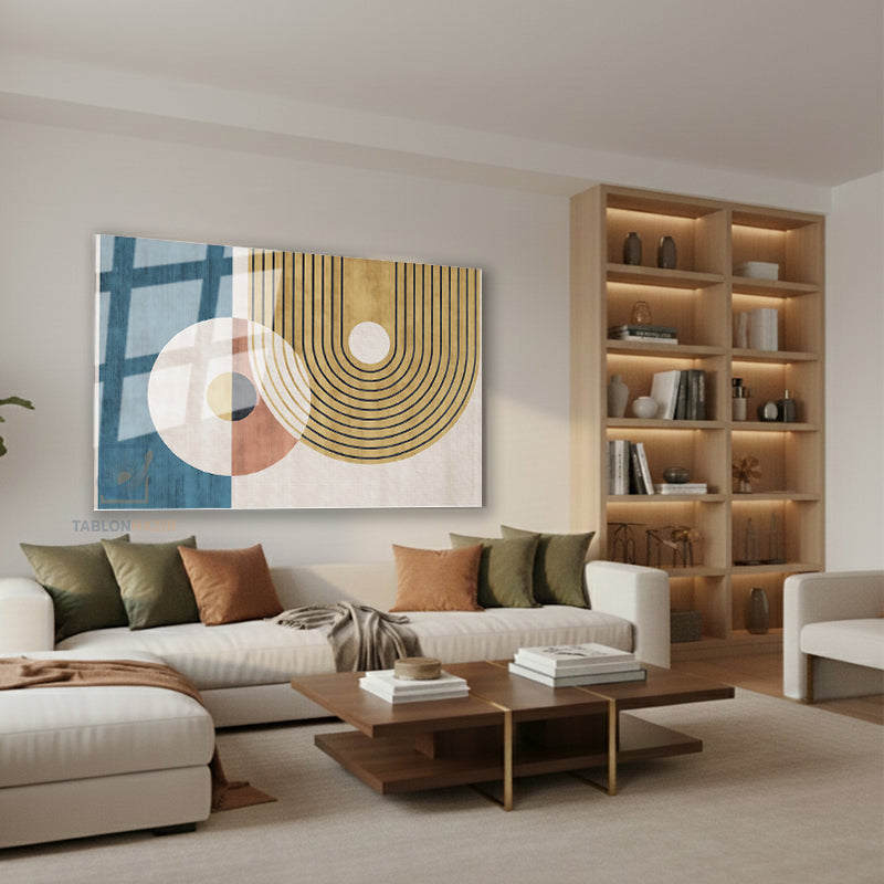 Yatay Cam Tablo Salon Duvar Tablosu Yatay Cam Soyut Cizgiler Yeni Ev Hediyesi Ofis Tablosu