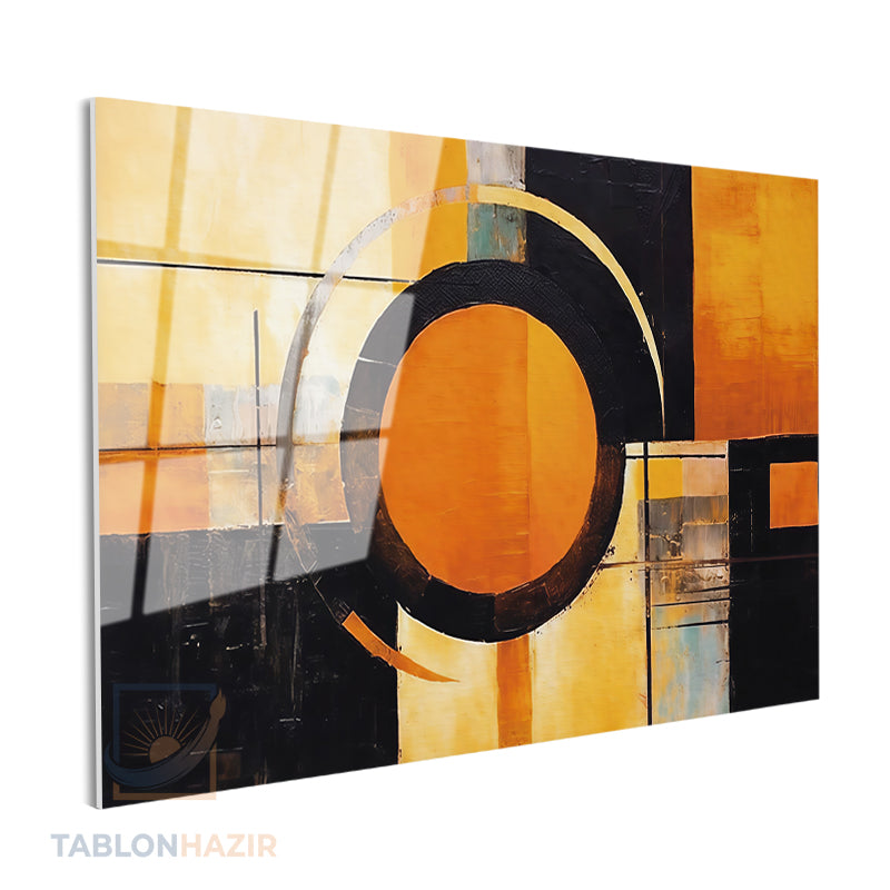 Yatay Cam Tablo Salon Duvar Tablosu Yatay Cam Soyutturuncusiyah Yeni Ev Hediyesi Ofis Tablosu