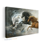 Yatay Kanvas Duvar Tablosu 3At Salon Tablosu Ofis Tablosu Yeni Ev Hediyesi Dekorasyon