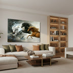 Yatay Kanvas Duvar Tablosu 3At Salon Tablosu Ofis Tablosu Yeni Ev Hediyesi Dekorasyon