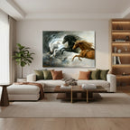 Yatay Kanvas Duvar Tablosu 3At Salon Tablosu Ofis Tablosu Yeni Ev Hediyesi Dekorasyon