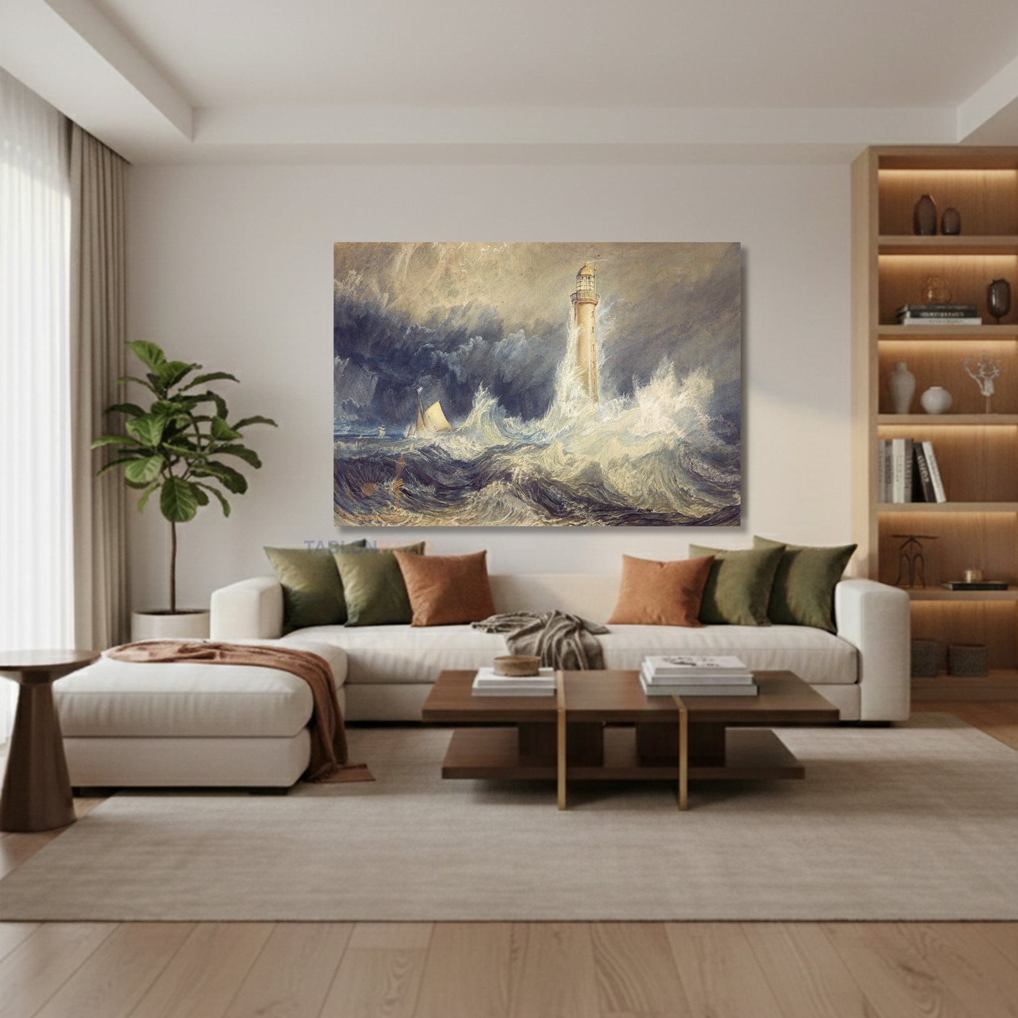 Yatay Kanvas Duvar Tablosu Bell Rock Lighthouse Salon Tablosu Ofis Tablosu Ev Hediyesi Dekorasyon